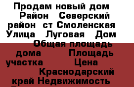 Продам новый дом › Район ­ Северский район, ст.Смоленская › Улица ­ Луговая › Дом ­ 14 › Общая площадь дома ­ 77 › Площадь участка ­ 900 › Цена ­ 3 000 000 - Краснодарский край Недвижимость » Дома, коттеджи, дачи продажа   . Краснодарский край